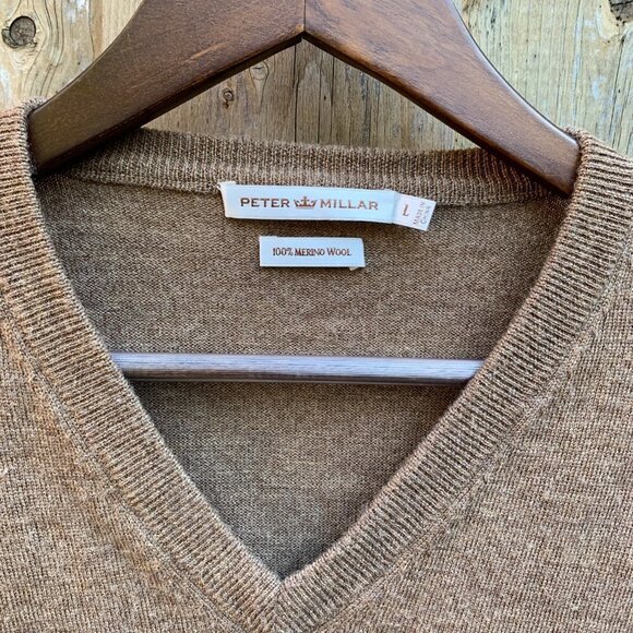 100% Merino Wool Peter Millar Sweater V Neck Large - Picture 2 of 4